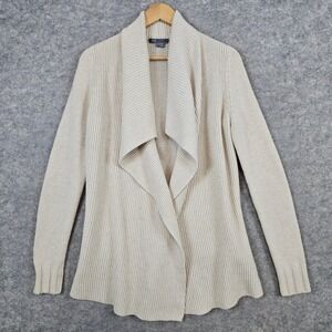 Vince Women's Open Waterfall‎ Cardigan Beige Size S Wool/Yak Preppy Church SPOTS